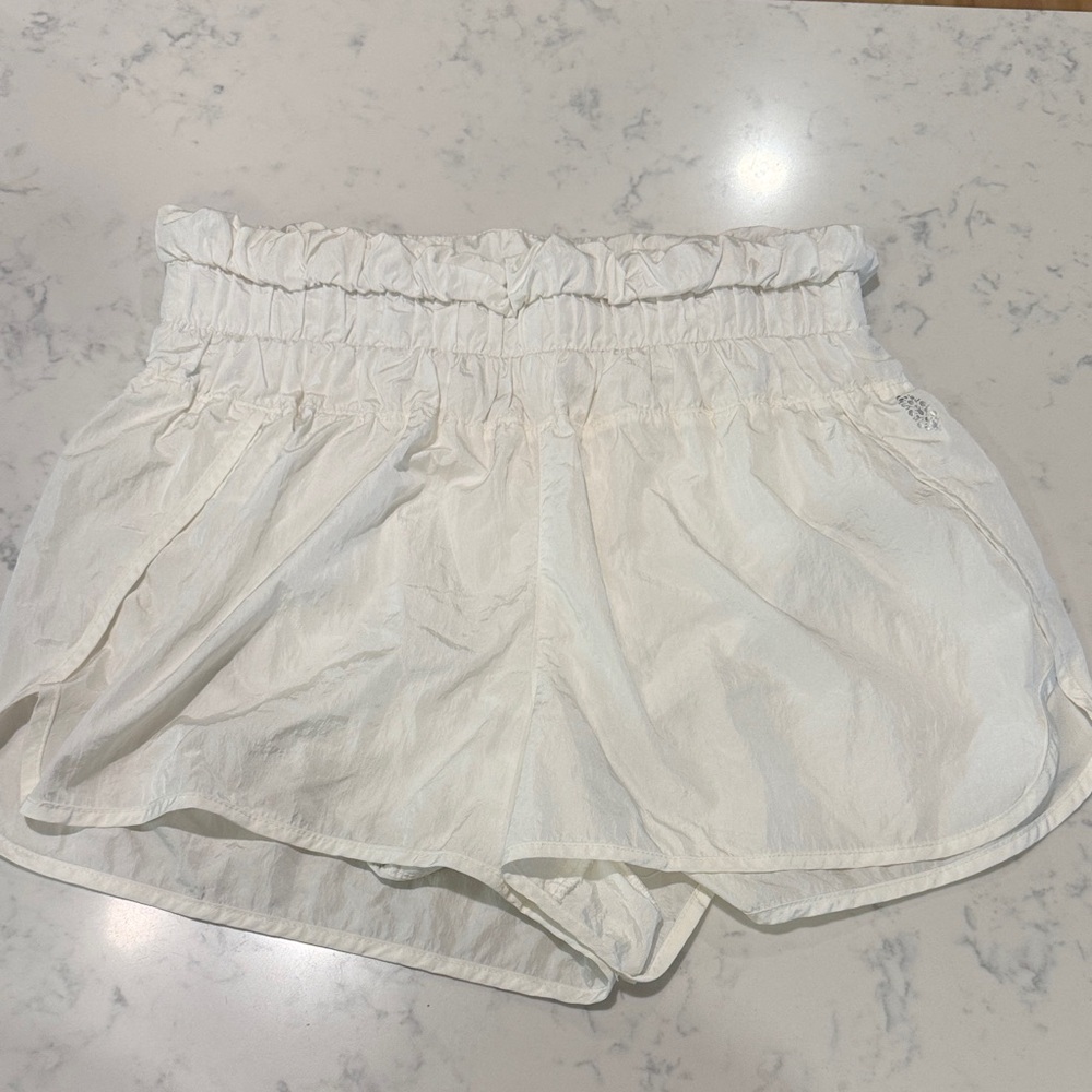 FREE PEOPLE Womens White High Rise Athletic Running Gym Workout Casual Shorts LG
